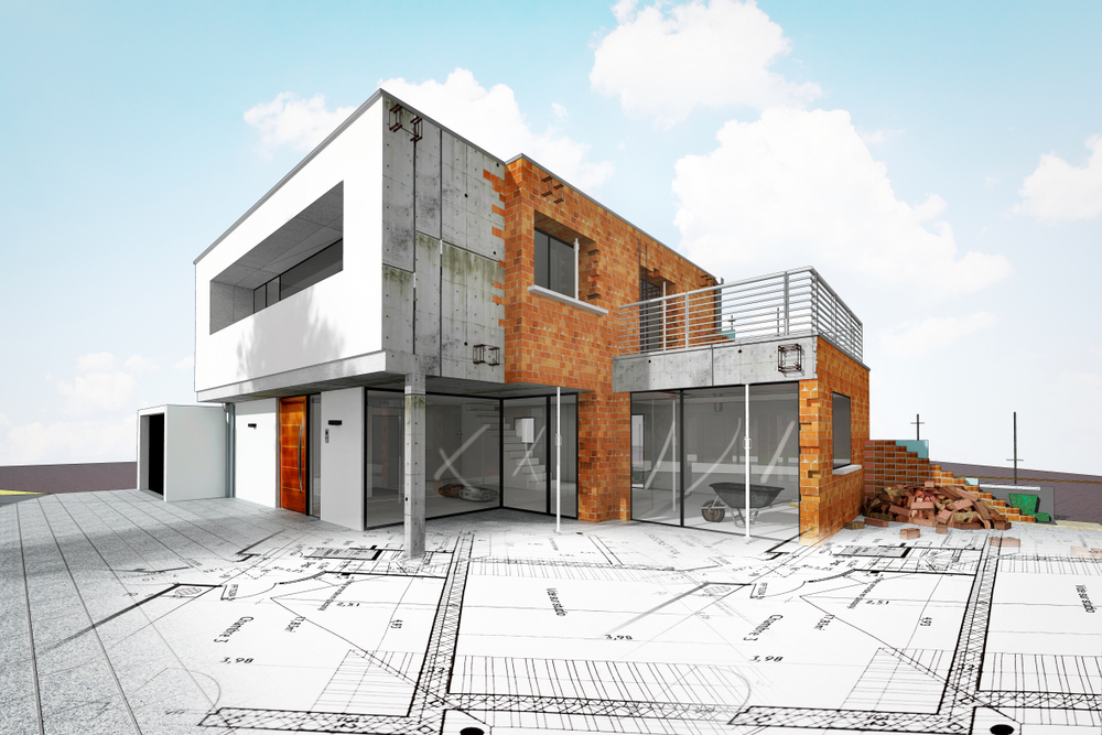 Nieuwbouw tekening voor de aannemer.